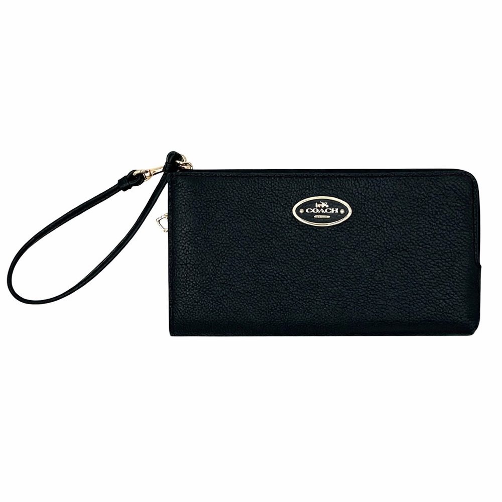 Coach Black Pebble Leather L-Zip Around Organizer Wallet Wristlet Clutch 53413 - Picture 3 of 9